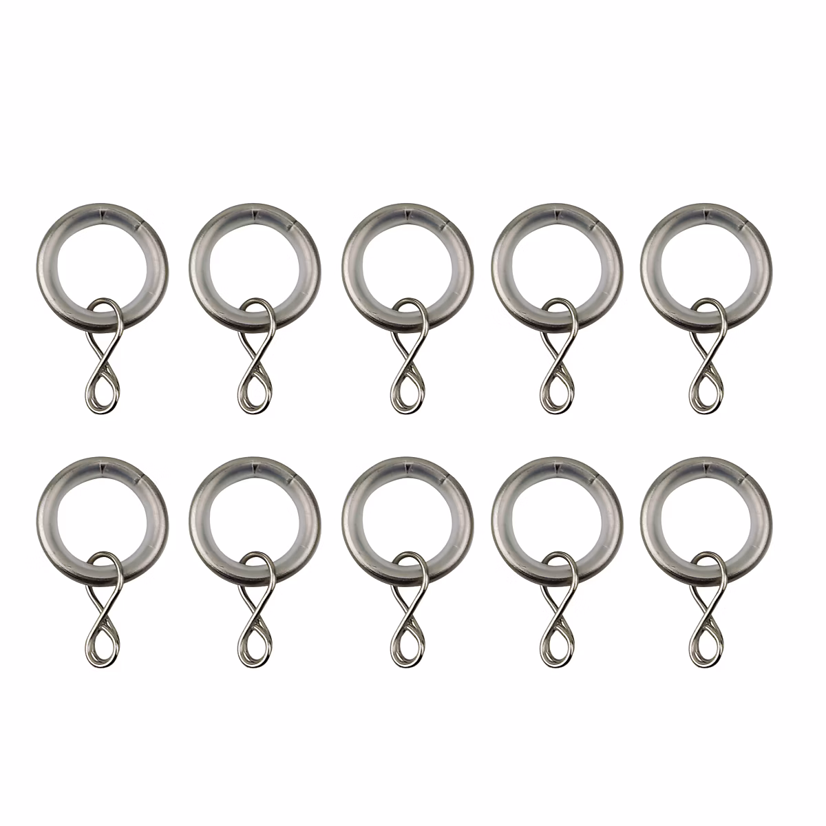 Tringle à rideaux – Ensemble d'anneaux GoodHome 10 mm en nickel brossé Nisis