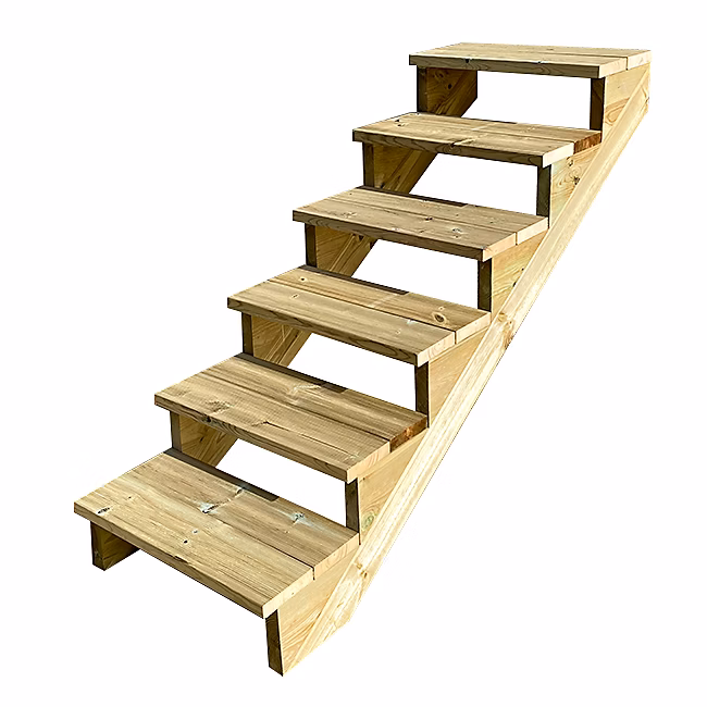 BERLIN Escalier extérieur bois 6 marches H 105cm L | 60cm – sans contre marche