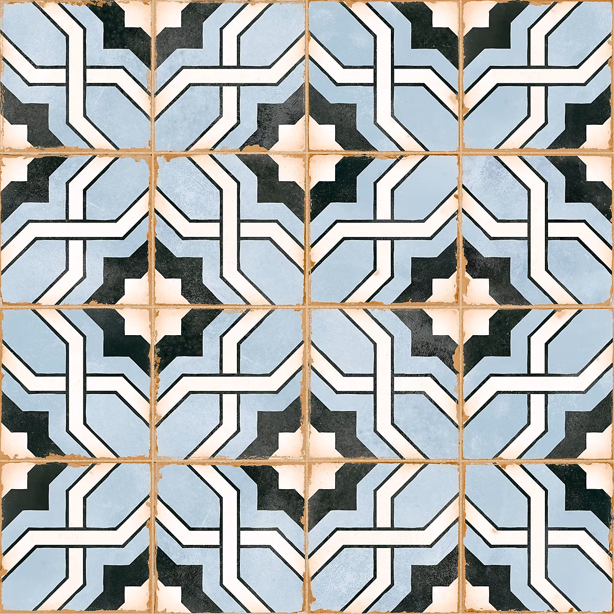 Carrelage effet Carreau ciment Noreza Bleu 12 – 3x12, 3x0, 87 cm Serano, Sol et mur intérieur (vendu par carton de 0, 49 m²), RO'MA C