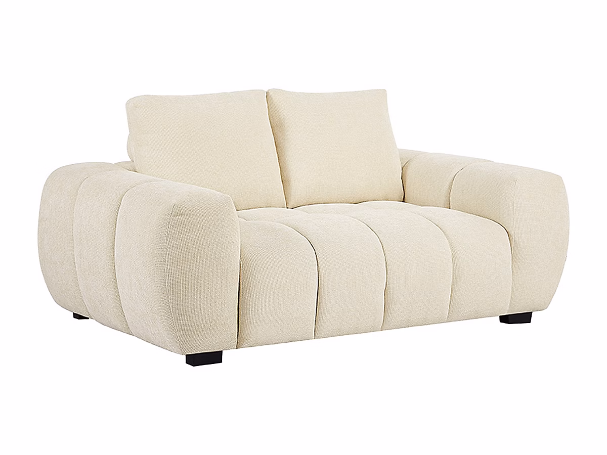 Canapé 2 places en tissu texturé beige BERENIA | Canapé