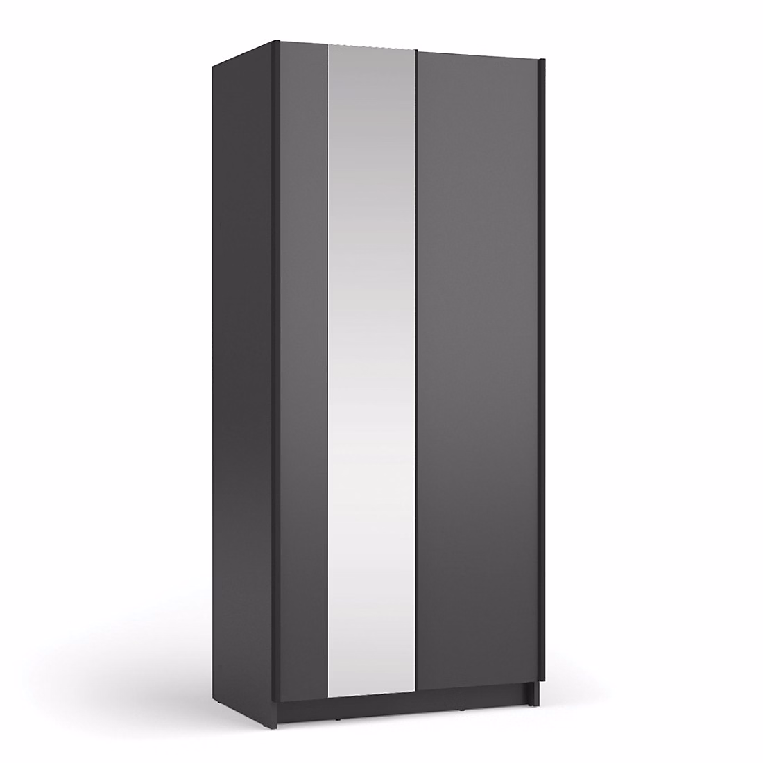 Armoire penderie – Armoire LYSIA 80 cm noir mat 2 portes coulissantes avec miroir