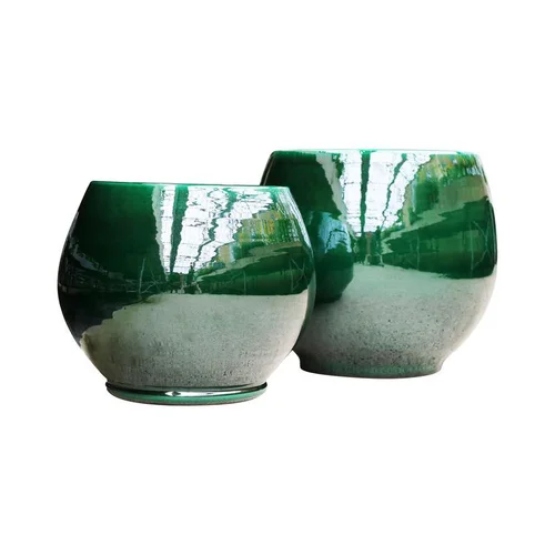 Pot en terre cuite émaillée coloris vert Les Poteries d'Albi Bahia - Ø 35 x H 38 cm