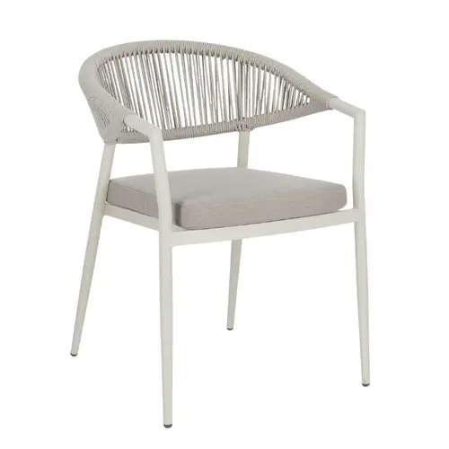 Fauteuil crème en aluminium et corde Bizzotto Millor - 57 x 61 x 78 cm