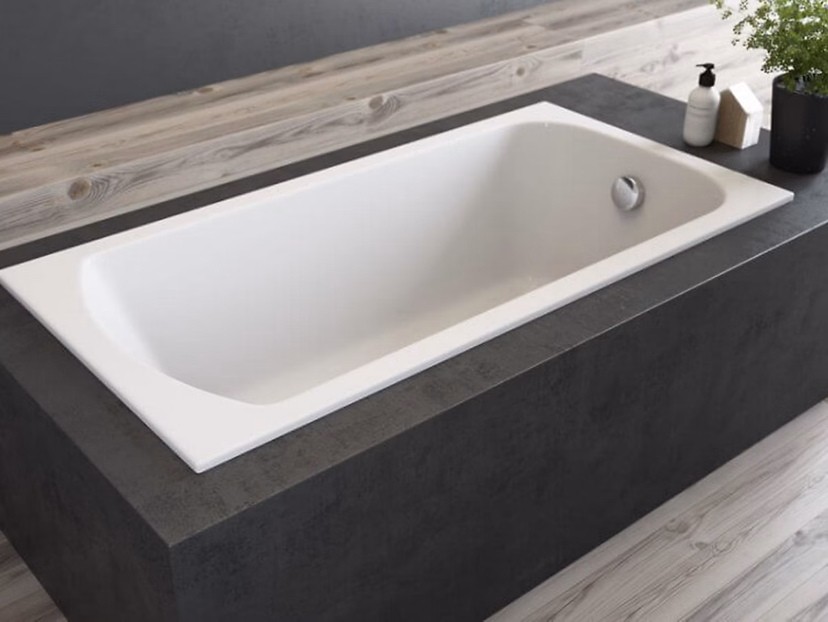 Baignoire rectangulaire 170 × 75 CLASSIC SLIM acrylique blanc + Habillage en polystyrène (4 cm) + Pieds + Vidage à chromé