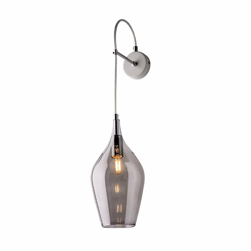 Ares Applique En Fer Et Verre Gris Pyrex 1 Lumière .14 P.21 Bl273 – Ap1, Gr