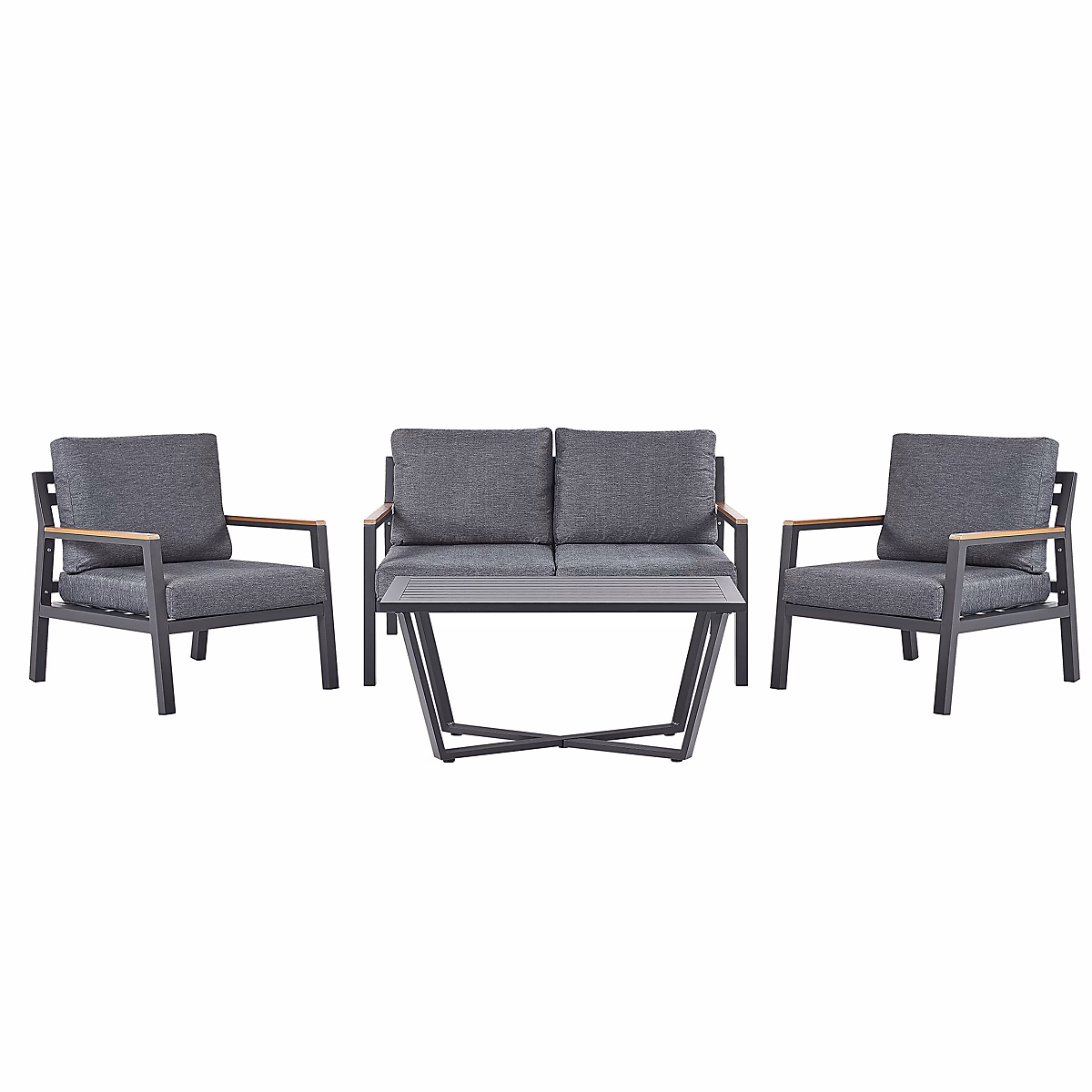 Salon et mobilier de jardin – Ensemble de salon de jardin avec table 4 places DELIA Métal Gris