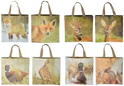 Sac de courses illustration faune sauvage - 39,5 x 14,5 x 40 cm