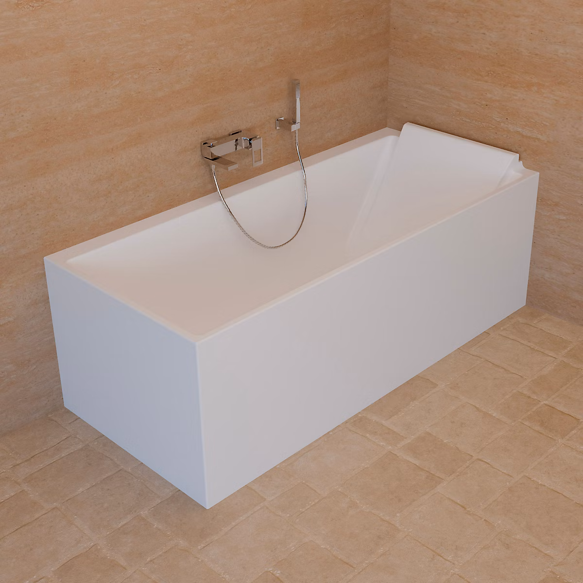 Baignoire semi – îlot murale d'angle droit L.170 x l.76 cm blanc Spalina Quantum