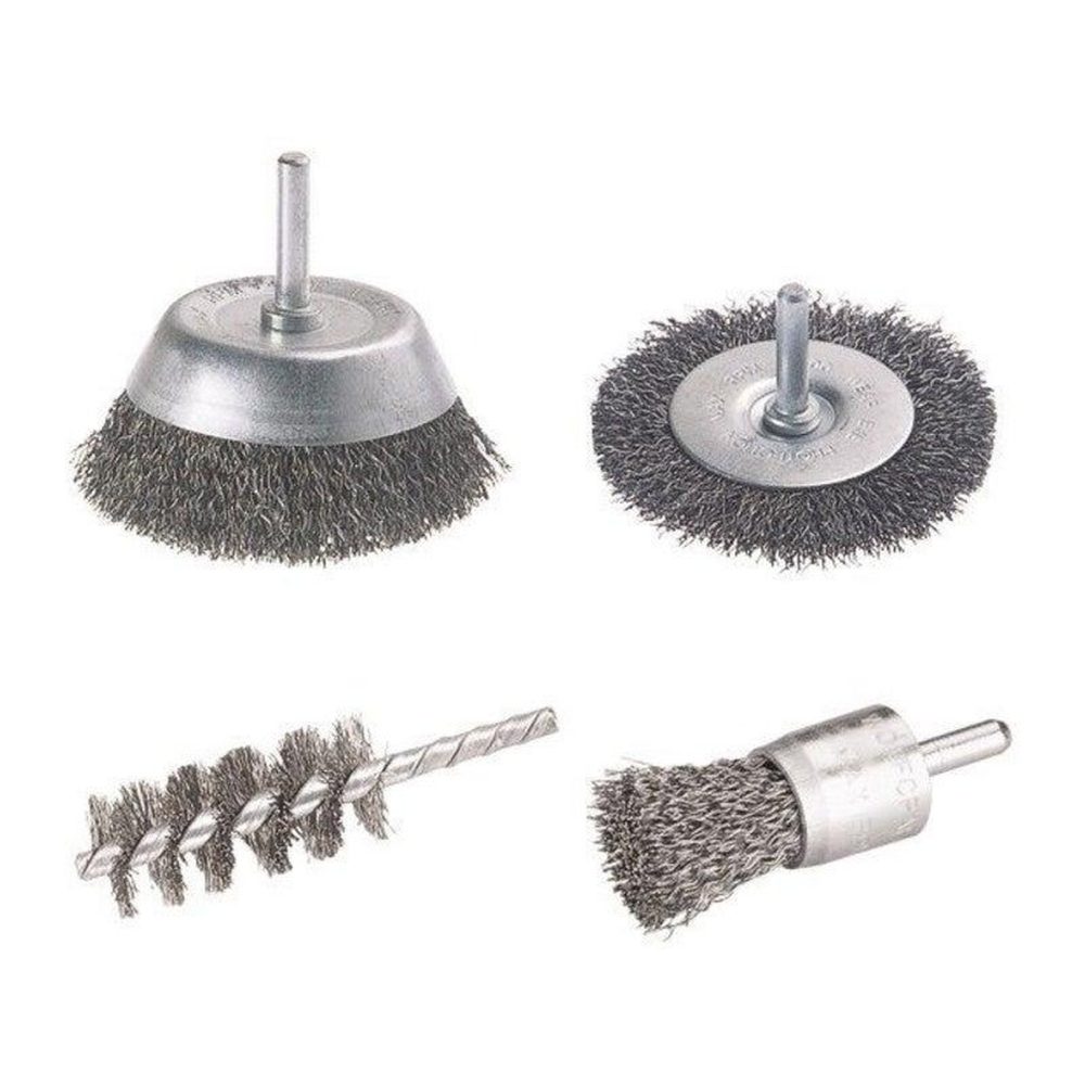 WOLFCRAFT Lot De 4 Brosses Pour Perceuse Pour Multimatière, Diam.25 Et 75 Mm – Accessoires de jardinage