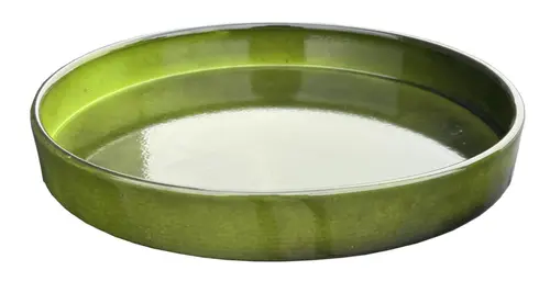 Soucoupe pour pot évasé coloris vert en métal recyclé - 28 x 28 x 3 cm