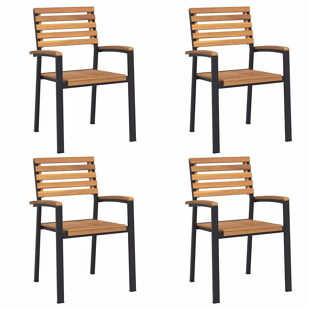 Chaises de jardin empilables lot de 4 bois d'acacia et métal vidaXL – Réf. YLKNYACRP4880385557