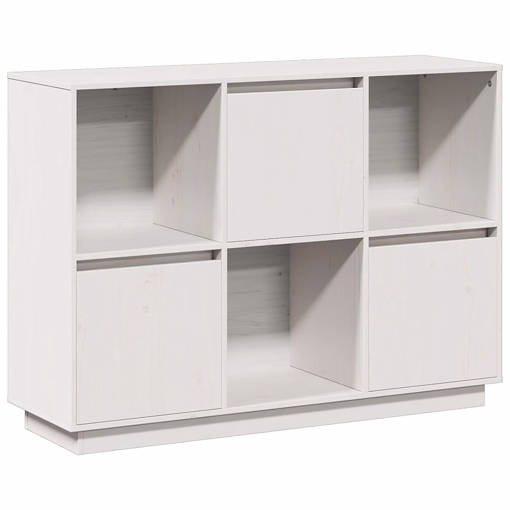 Buffet Blanc 110 – 5 × 35 × 80 Cm Bois Massif De Pin
