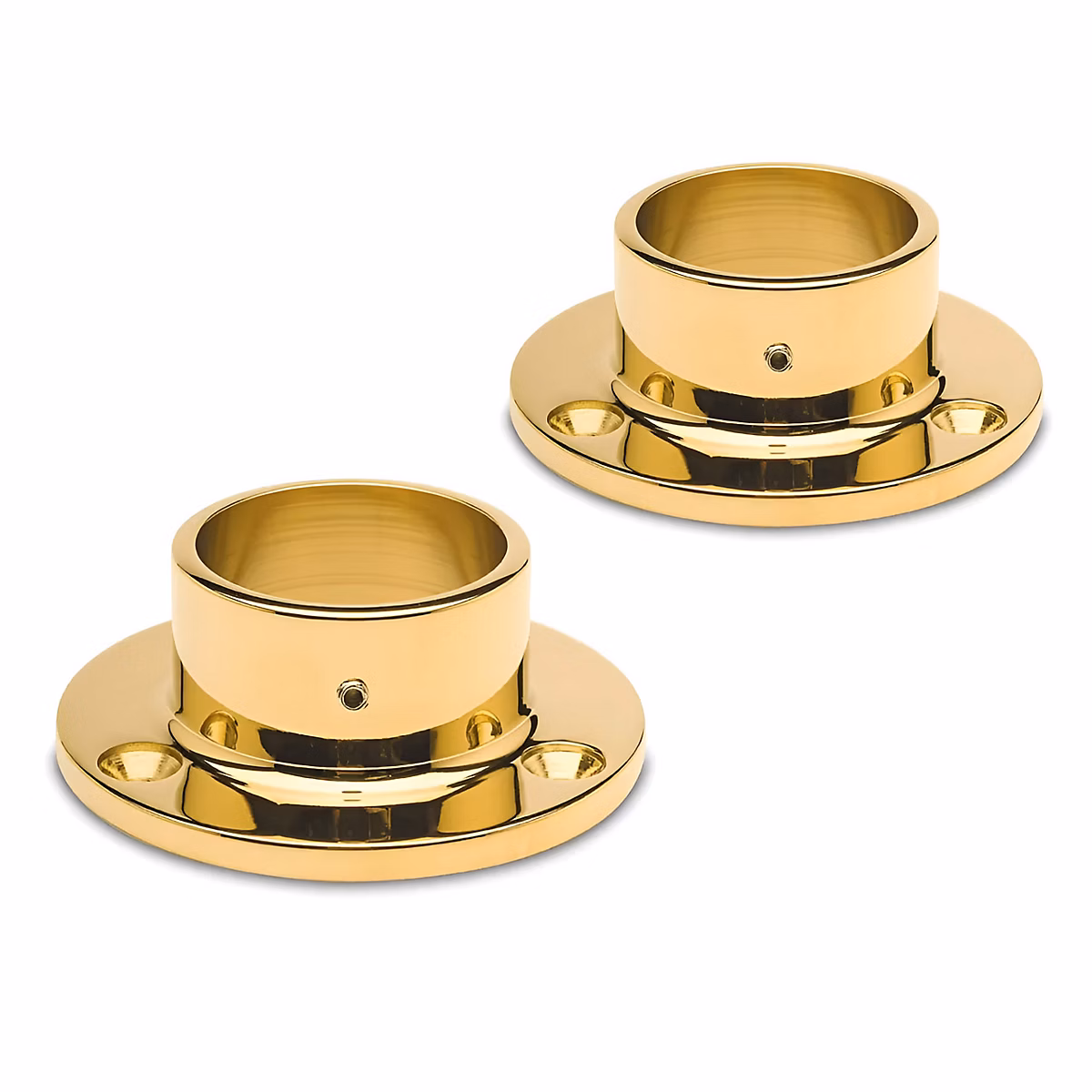 2 x Embase femelle pour tube diam. 38 – 1 mm | Zamac aspect laiton poli