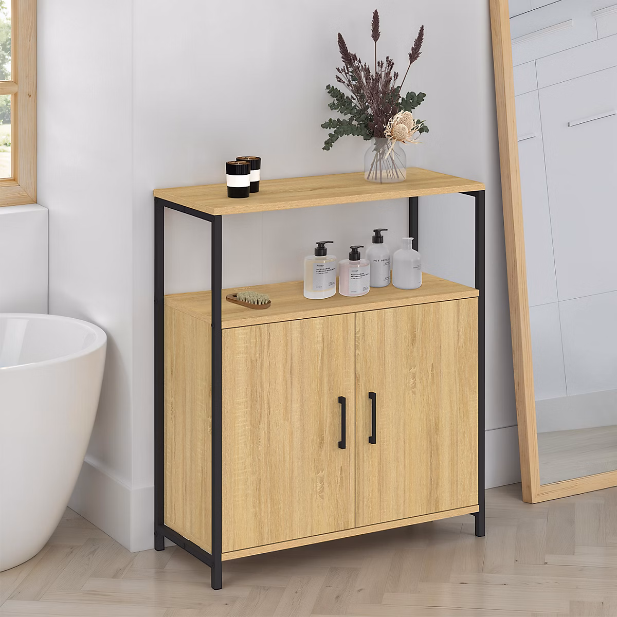 Meuble – Buffet d'appoint 1 niche et 2 portes 70 cm DETROIT design industriel