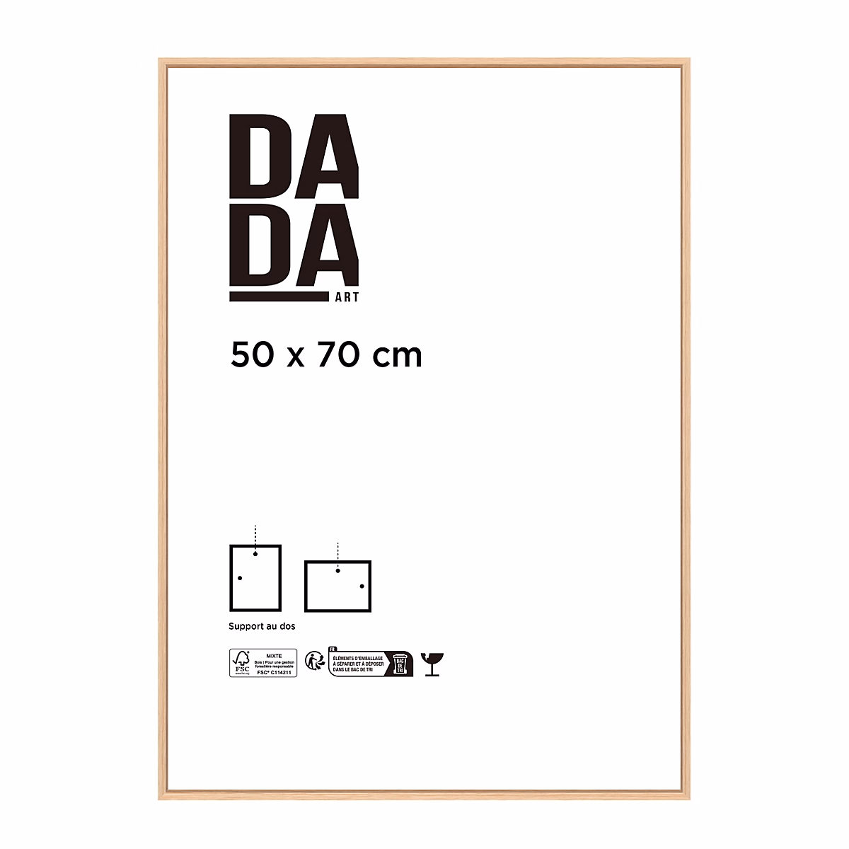Cadre photo effet chêne 50 × 70 cm Dada Art Mia