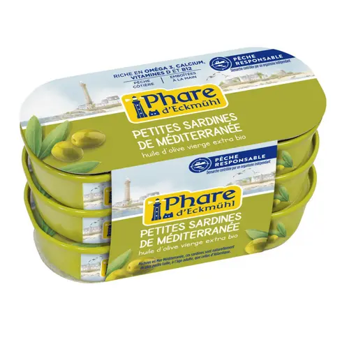Petites sardines à l’huile d’olive en boite aluminium x 3 Phare d’Eckmühl - 3 x 55 g