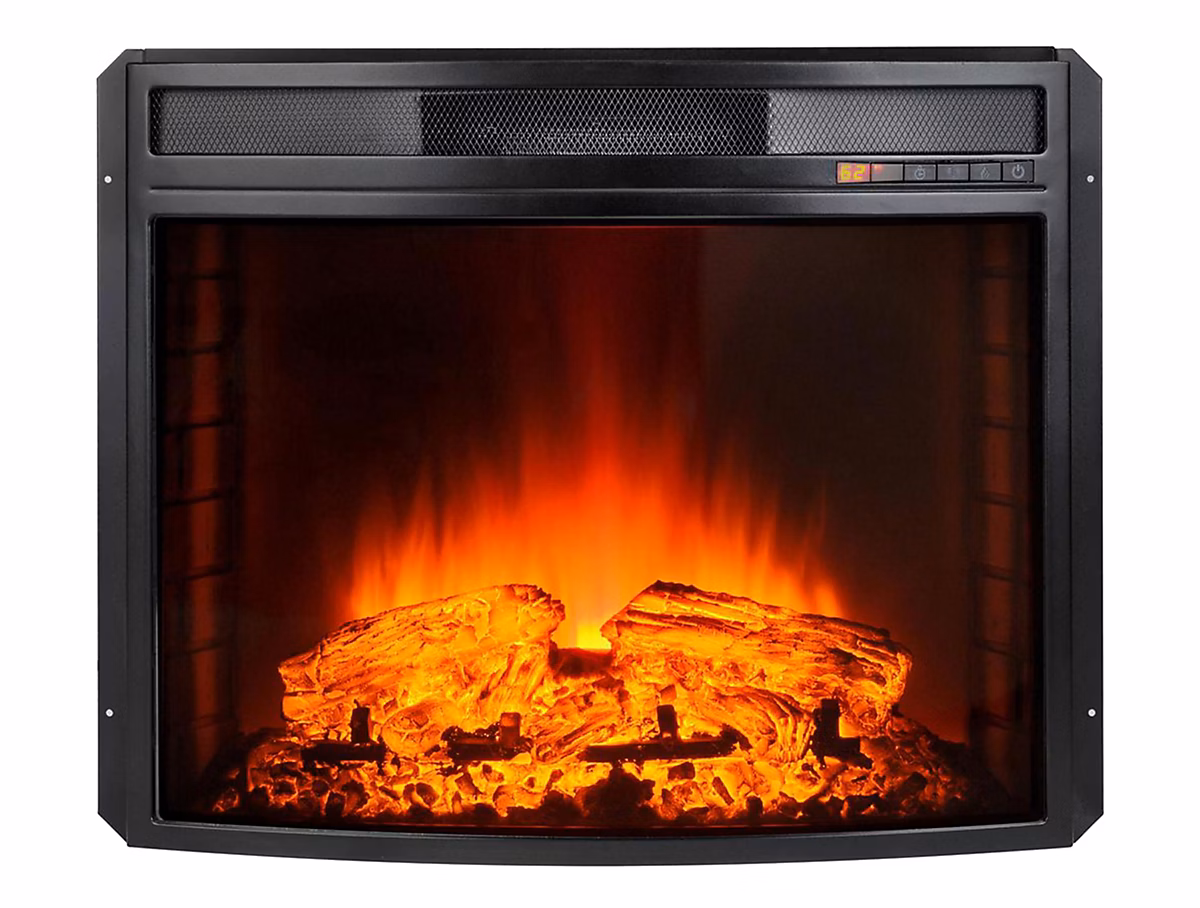 Chauffage d'appoint – Cheminée électrique 2kW en verre trempé plat avec télécommande et flamme réglable