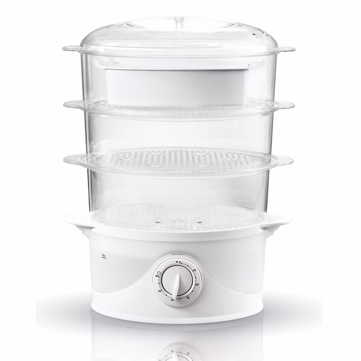 Cuiseur vapeur Puissance de 800 W. – 9L, Trois réservoirs de vapeur Steam Turbo transparents, Adler AD-633