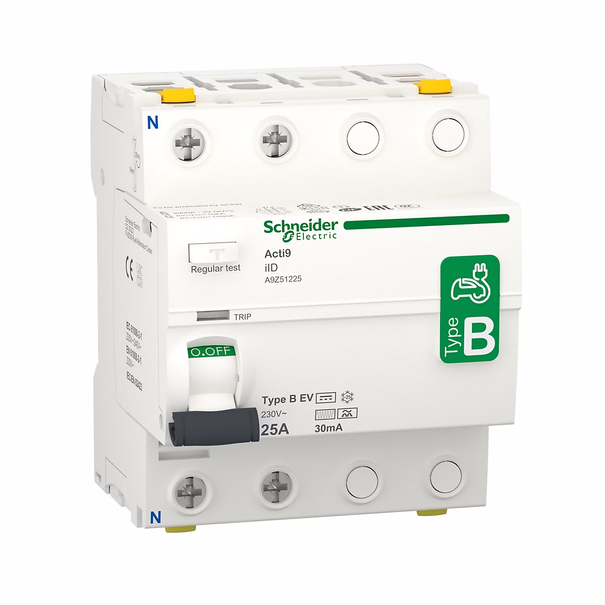 A9z51225 – Interrupteur Différentiel Bipolaire 30ma, 25a, Type B, Schneider Acti9 Iid