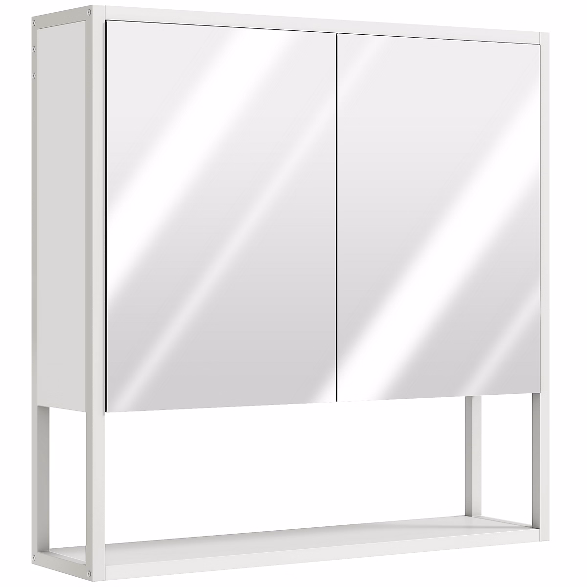 Armoire murale miroir salle de bain 2 portes étagère niche 60 × 16 × 60 cm blanc