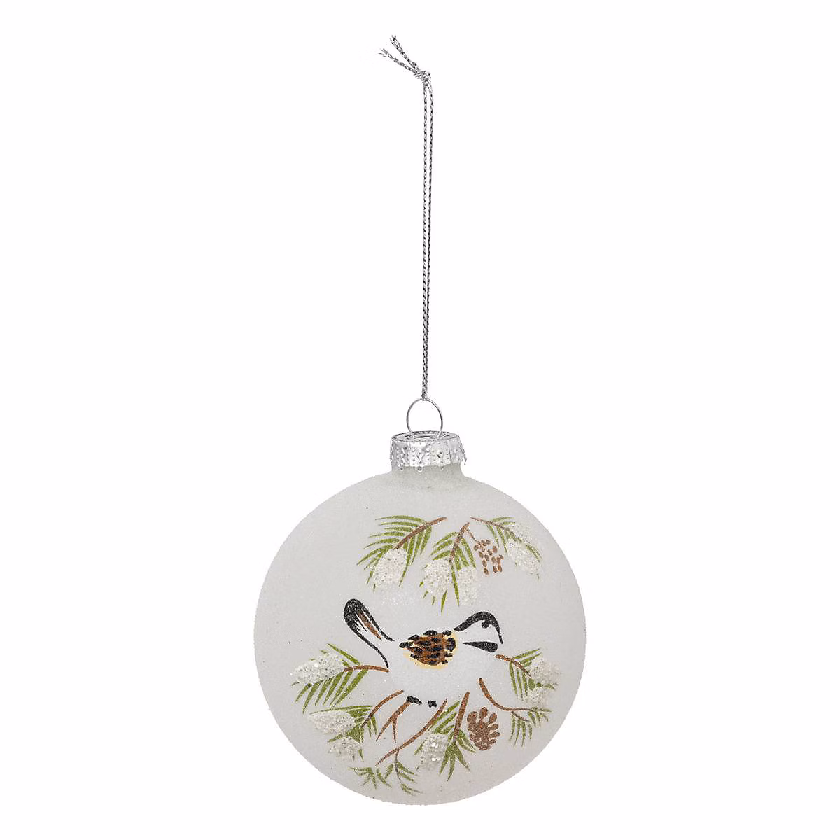 Boule de noël oiseau branches en verre 80mm – feeric lights & christmas