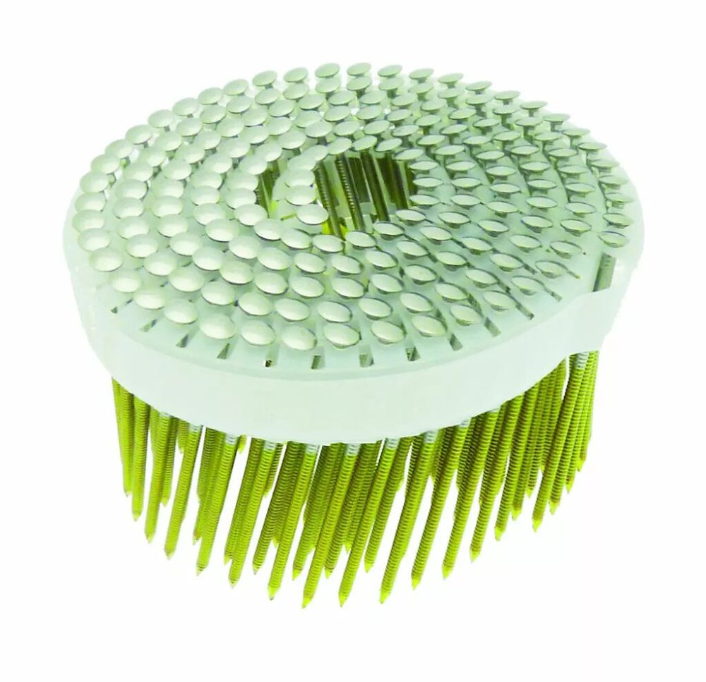 Boite De 5250 Clous Rouleau Plat 2.5 × 55mm Annelé Inox304 Tête Bombée Lien Plastique