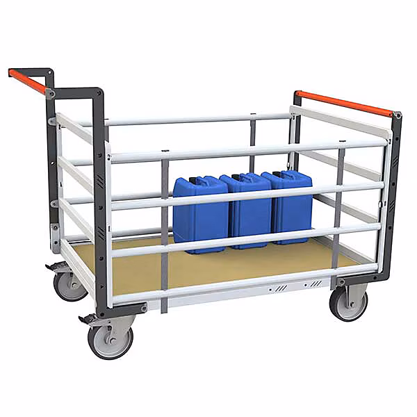 Chariot modulaire 2 dossiers et 2 ridelles réglables | Plateau 965 × 555mm – Capacité 500kg – 806724515