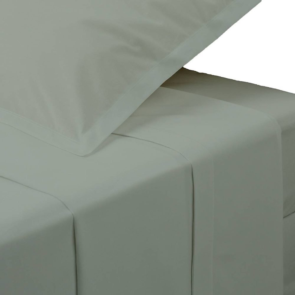 Drap plat percale vert 180 × 290cm – Atmosphera Créateur d'intérieur