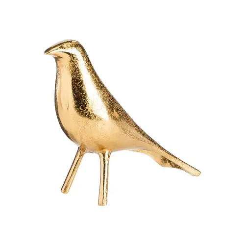 Oiseau décoratif en aluminium moulé or - 14 x 5 x 10 cm