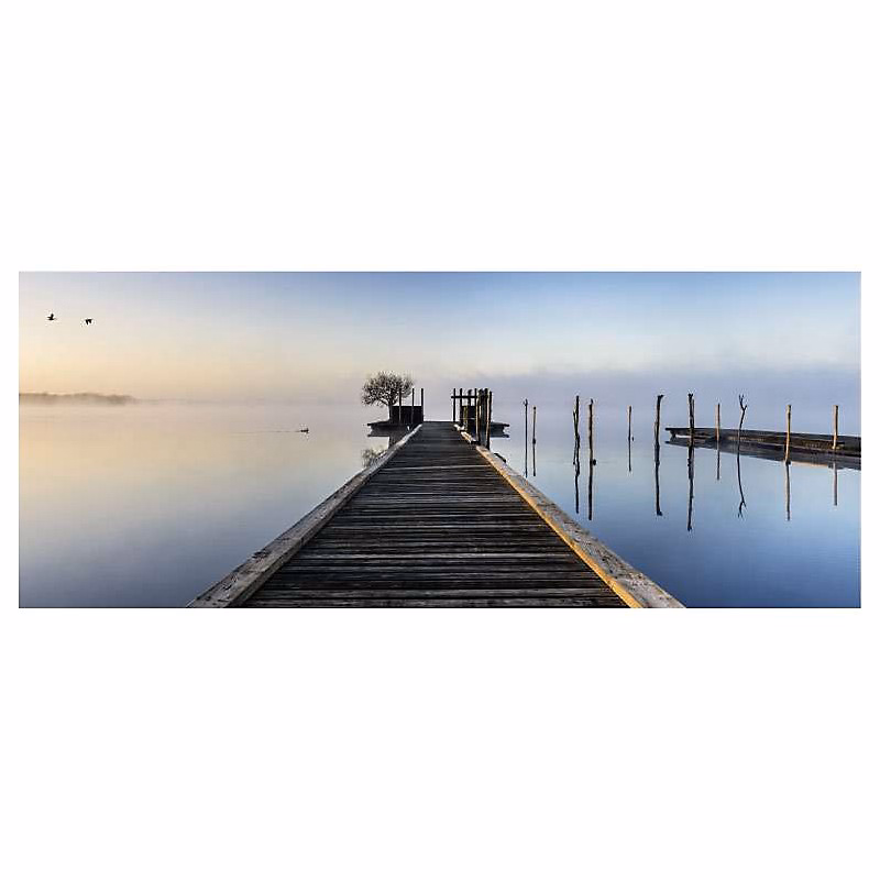 Brise vue imprimé ponton sur le lac SOUSTONS – H.1.2 x L.3 m | 100% occultant | Made in France par Scenolia + kit de fixation offert