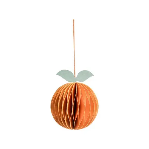 Mandarine décorative à suspendre en papier orange petit modèle - Ø 7 x H 9,5 cm