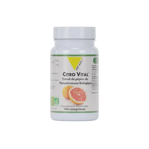 Complément alimentaire bio à l’extrait de pépins de pamplemousse Vit’All+ Citro Vital - les 100 comprimés