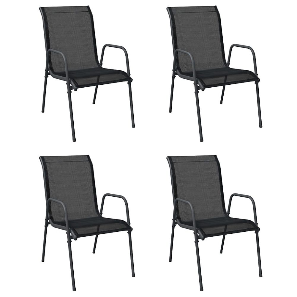 Salon et mobilier de jardin – Chaises de jardin 4 pcs Acier et textilène Noir
