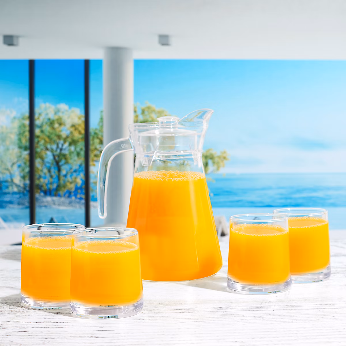 Coffret Carafe et Verres – HOME DECO FACTORY, 1, 5L et 4 Verres 27cl, Transparent