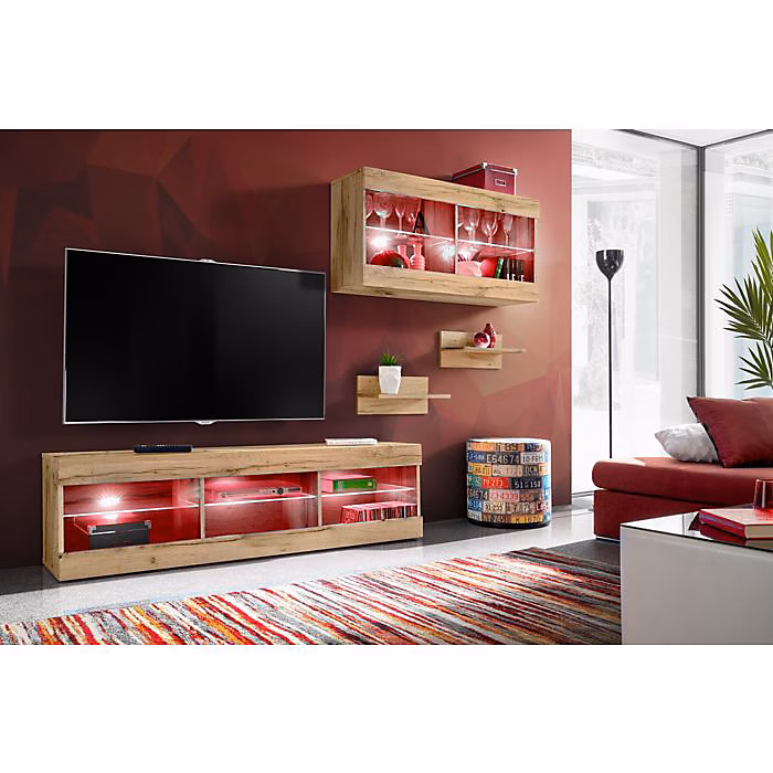 Ensemble Komodee TIVOLI SET3 avec LED RGB – Bois Naturel 35 × 240 × 195 cm