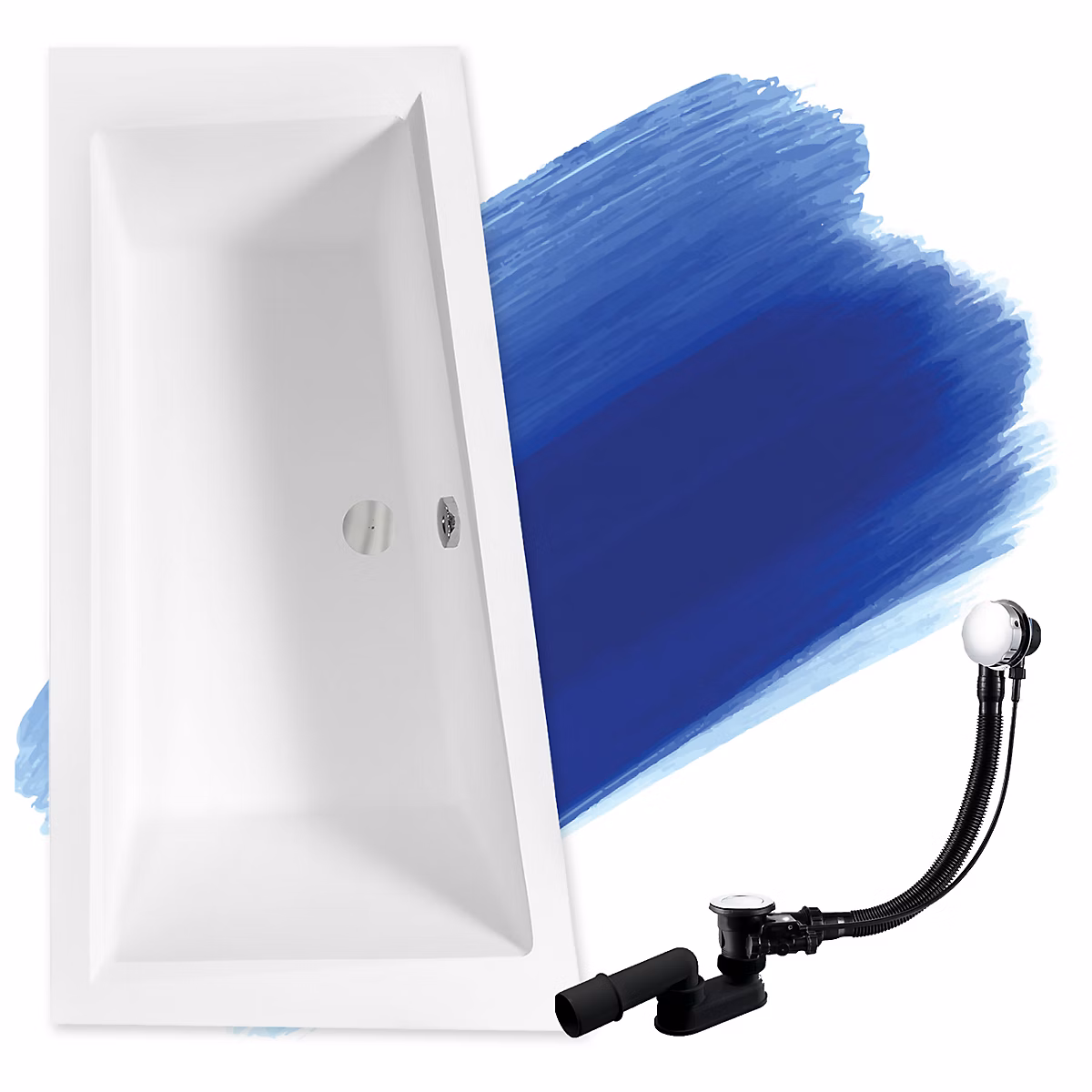 Baignoire asymétrique 160 × 90 Gauche INTIMA SLIM acrylique blanc – sans Habillage + Pieds + Vidage à chromé