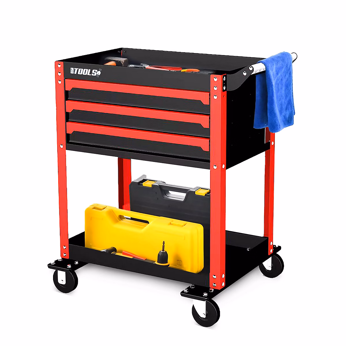 Chariot servante d'Atelier Chariot à Outil sur roulettes BM TOOLS BMT TOOL DRAWER | 3 Tiroirs à glissières – Desserte – Plateaux