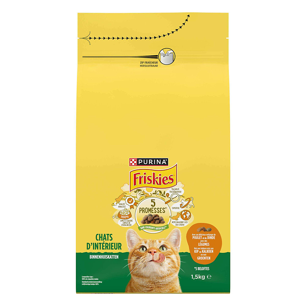 Croquettes chat mélange de Poulet – Dinde avec des Légumes 1.5KG friskies