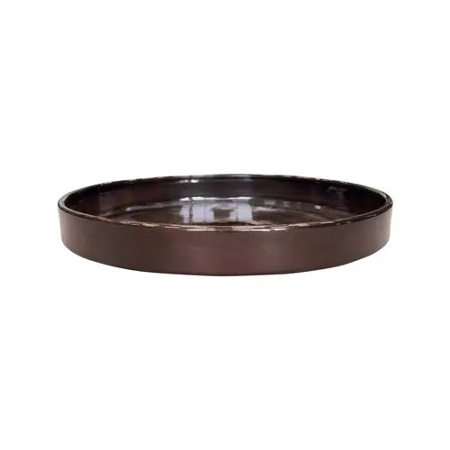 Soucoupe ronde en métal recyclé coloris brun flambé Upcycle Cylindre - Ø 28,5 x H 3,5 cm