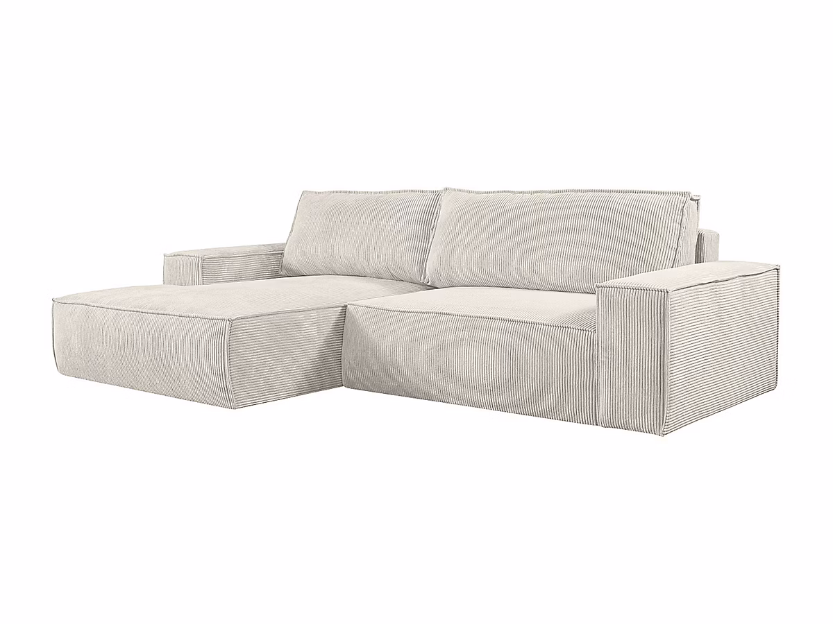 Canapé convertible – Canapé d'angle gauche convertible en velours côtelé beige AMELIA