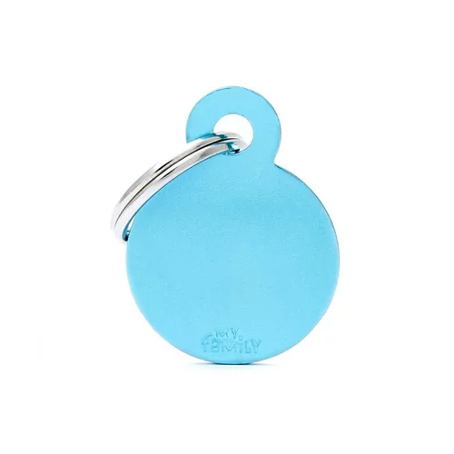 Médaille basic petit cercle pour chien en aluminium bleu azur