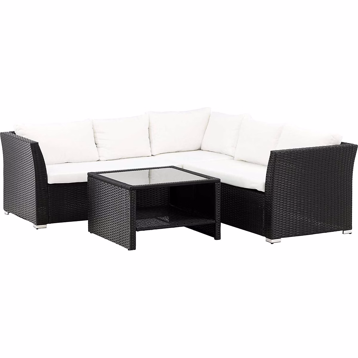 Salon et mobilier de jardin – Ensemble canapé d'angle et table basse en résine tressée Haiti