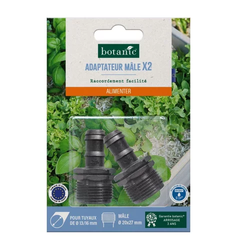 2 Branchements cannelés mâle 20 x 27 mm botanic® - Arrosage goutte à goutte