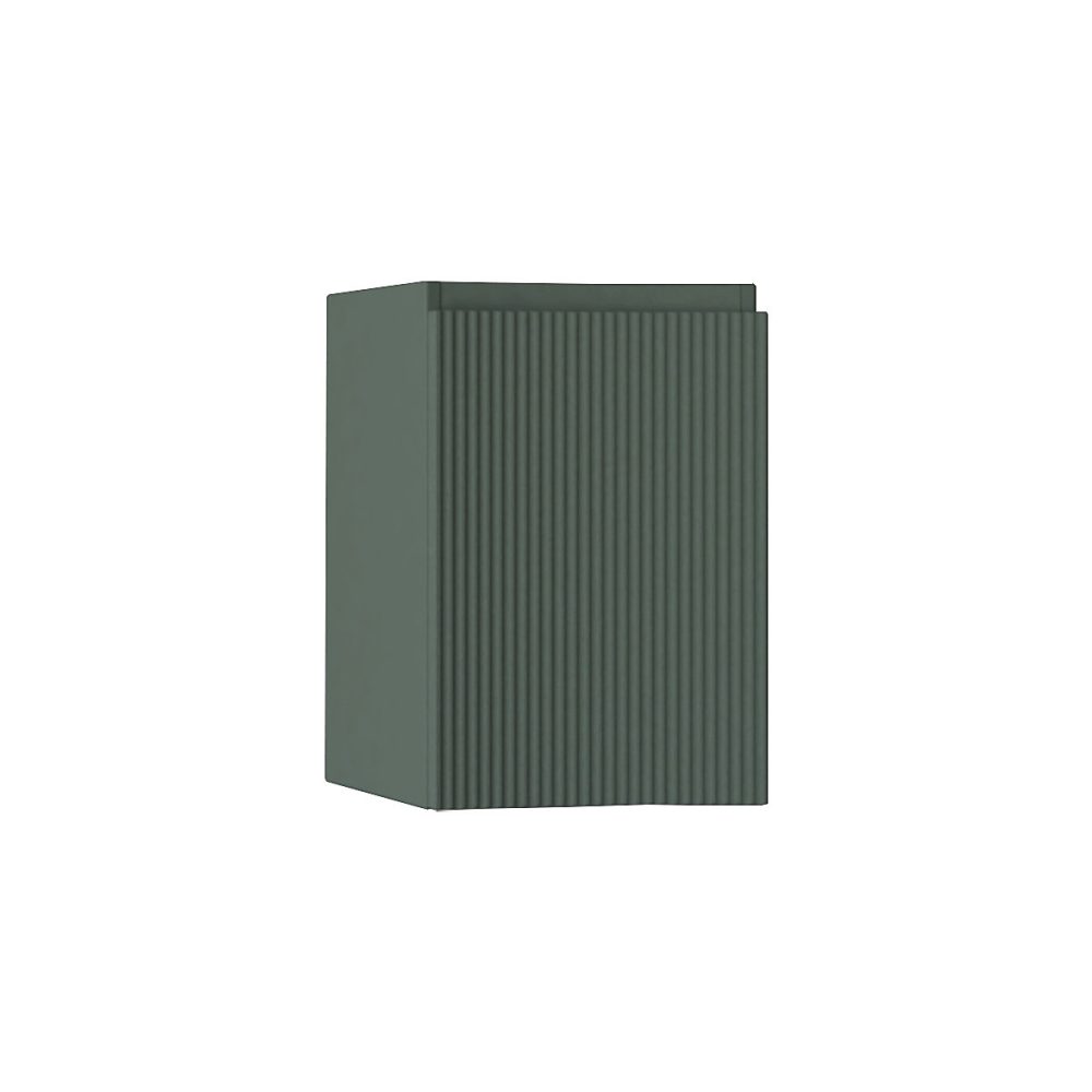 Meuble complément sous vasque l.34 x H.55 x P.41 cm – vert mat strié, version gauche, Vague