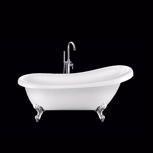 Baignoire sur pieds retro RICHMOND Blanche 155 cm Pieds d'Aigle Chromes | Baignoire