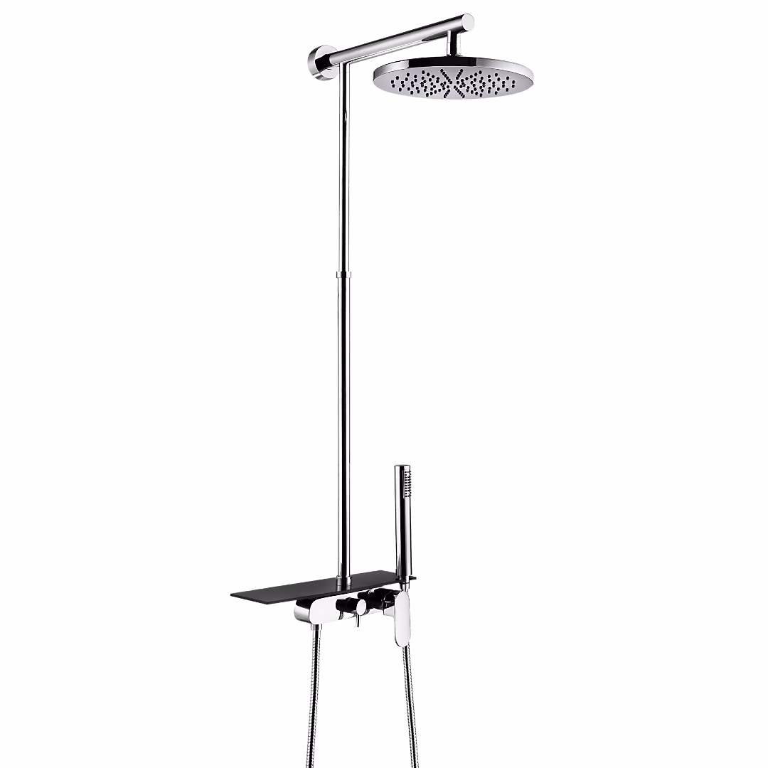 Colonne de douche mécanique avec tablette chromée Essebagno Apsara II | Colonne de douche