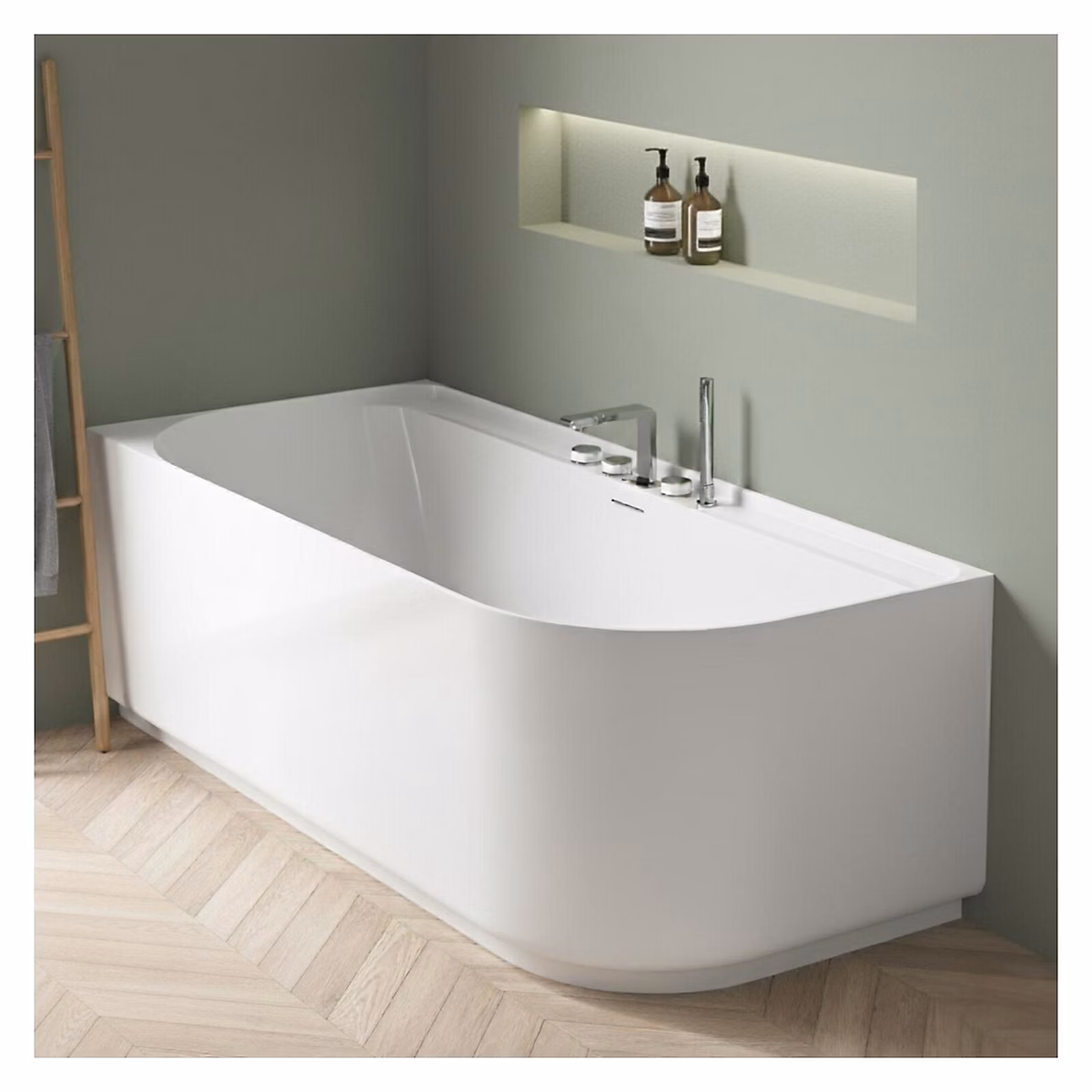 Baignoire acrylique EQUINOXE semi | îlot blanche 170cm – Angle gauche
