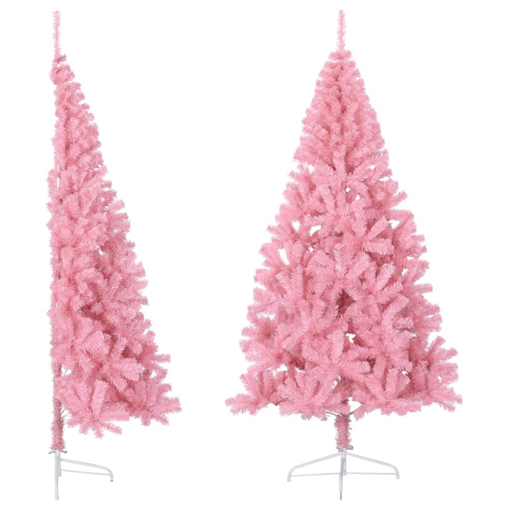 vidaXL Demi sapin de Noël artificiel avec support Rose 240 cm PVC – Collection extérieure