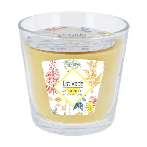 Bougie 3 mèches jaune à la citronnelle dans verre Estivade - Ø 13,5 x H 12,5 cm