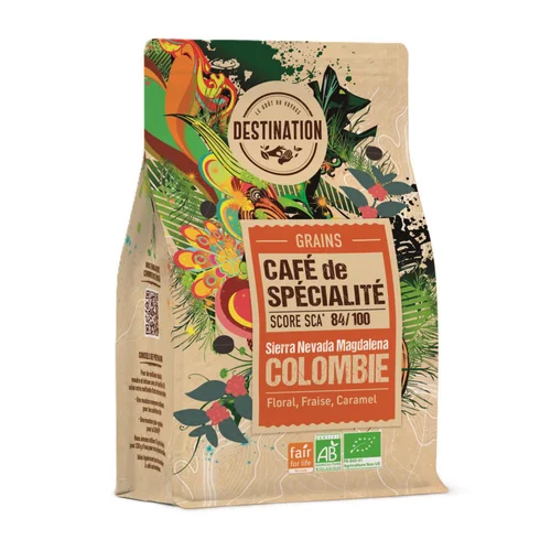 Sachet de café bio en grains spécialité Colombie Destination - 180 g